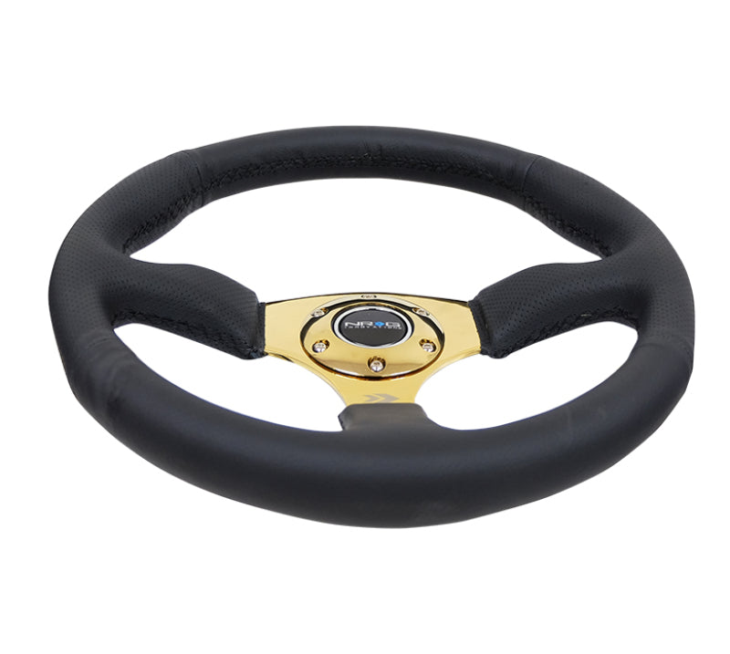 NRG Reinforced Steering Wheel (350mm / 2.5in. Deep)Blk Alcantara Comfort Grip w/4mm Matte Blk Spokes