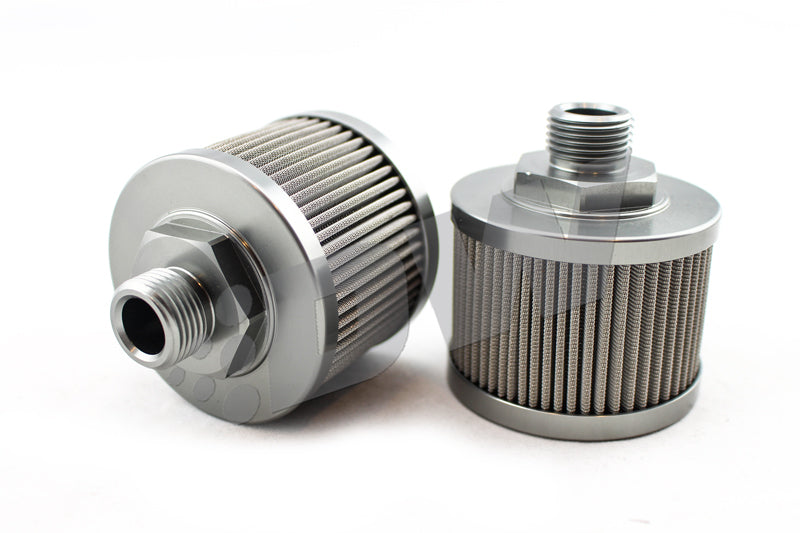 DeatschWerks SS 8AN 40 Micron Inline Fuel Filter Housing Kit 160mm | Universal (8-03-160-040K) main image 1