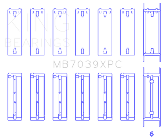 King BMW M20/M50 2.0L/2.5L/2.7L Crankshaft Main Bearings Set (Size STDX) - 7 Pairs Coated