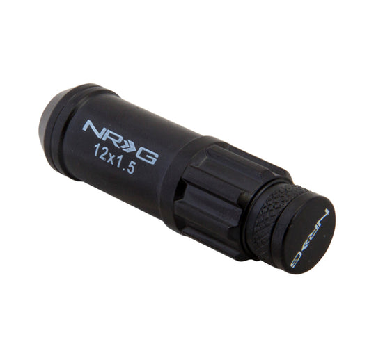 NRG 700 Series M12 X 1.5 Steel Lug Nut w/Dust Cap Cover Set 21 Pc w/Locks & Lock Socket - Black