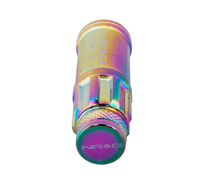 NRG 700 Series M12 X 1.5 Steel Lug Nut w/Dust Cap Cover Set 21 Pc w/Locks & Lock Socket - Neochrome