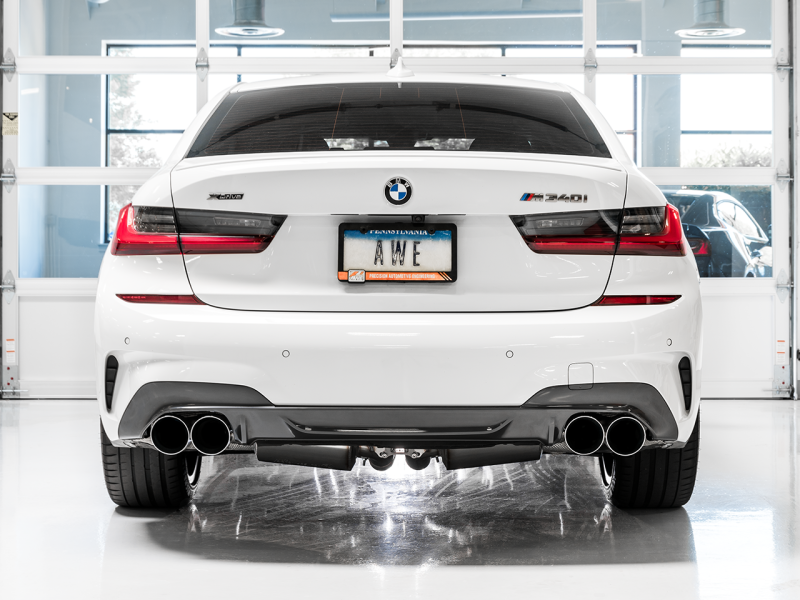 AWE Tuning 2019+ BMW M340i (G20) Non-Resonated Touring Edition Exhaust - Quad Chrome Silver Tips
