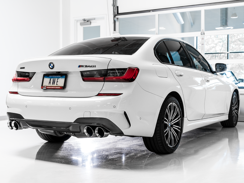 AWE Tuning 2019+ BMW M340i (G20) Non-Resonated Touring Edition Exhaust - Quad Chrome Silver Tips