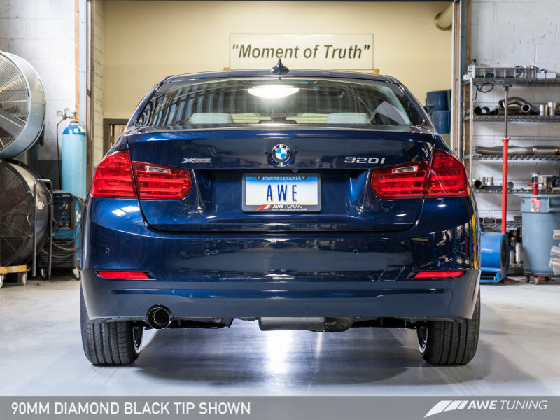 AWE Tuning BMW F30 320i Touring Exhaust w/Performance Mid Pipe - Diamond Black Tip (90mm)