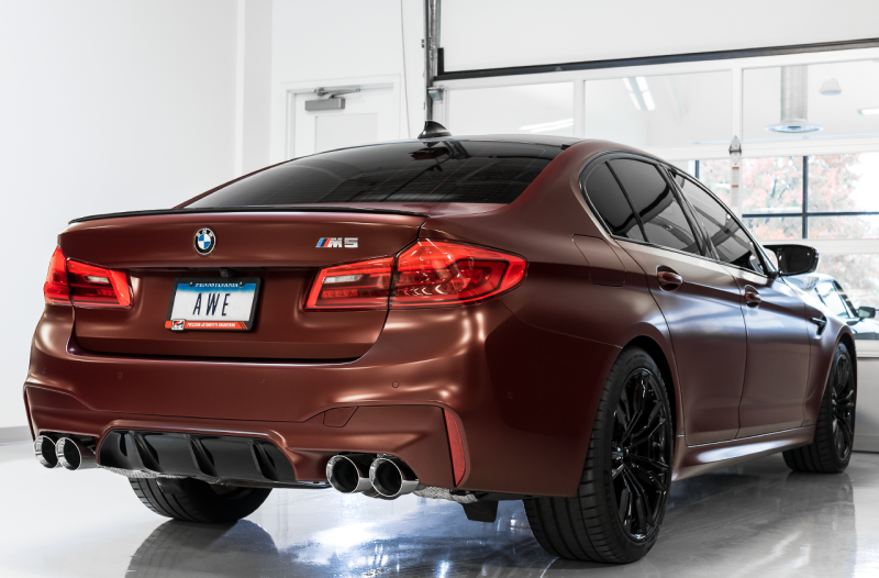AWE Tuning 18-19 BMW F90 M5 SwitchPatch Cat-Back Exhaust- Black Diamond Tips