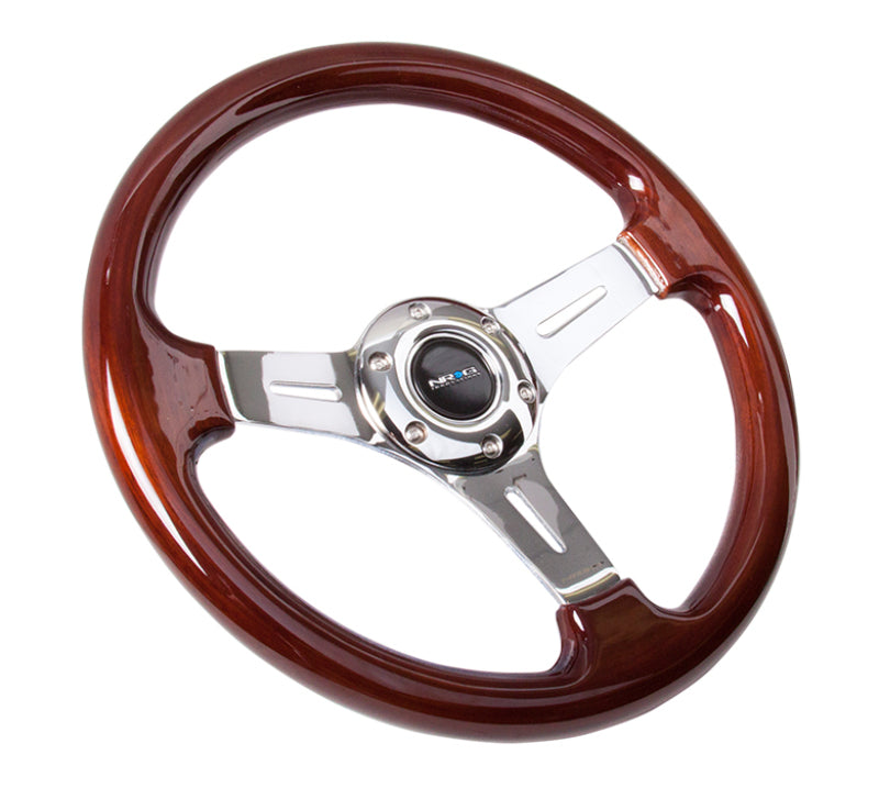 NRG Classic Wood Grain Steering Wheel (330mm) Wood Grain w/Chrome 3-Spoke Center