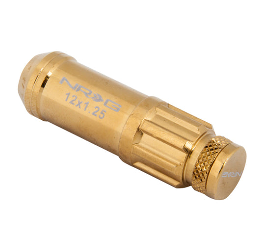 NRG 700 Series M12 X 1.25 Steel Lug Nut w/Dust Cap Cover Set 21 Pc w/Locks & Socket - Chrome Gold